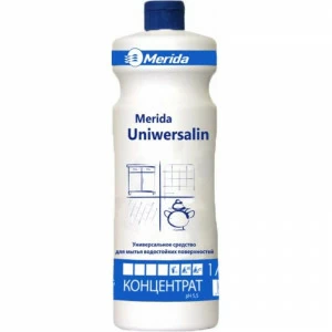 NMU102 UNIWERSALIN PLUS универсальное средство для очистки водостойких поверхностей, флакон 1 л Merida