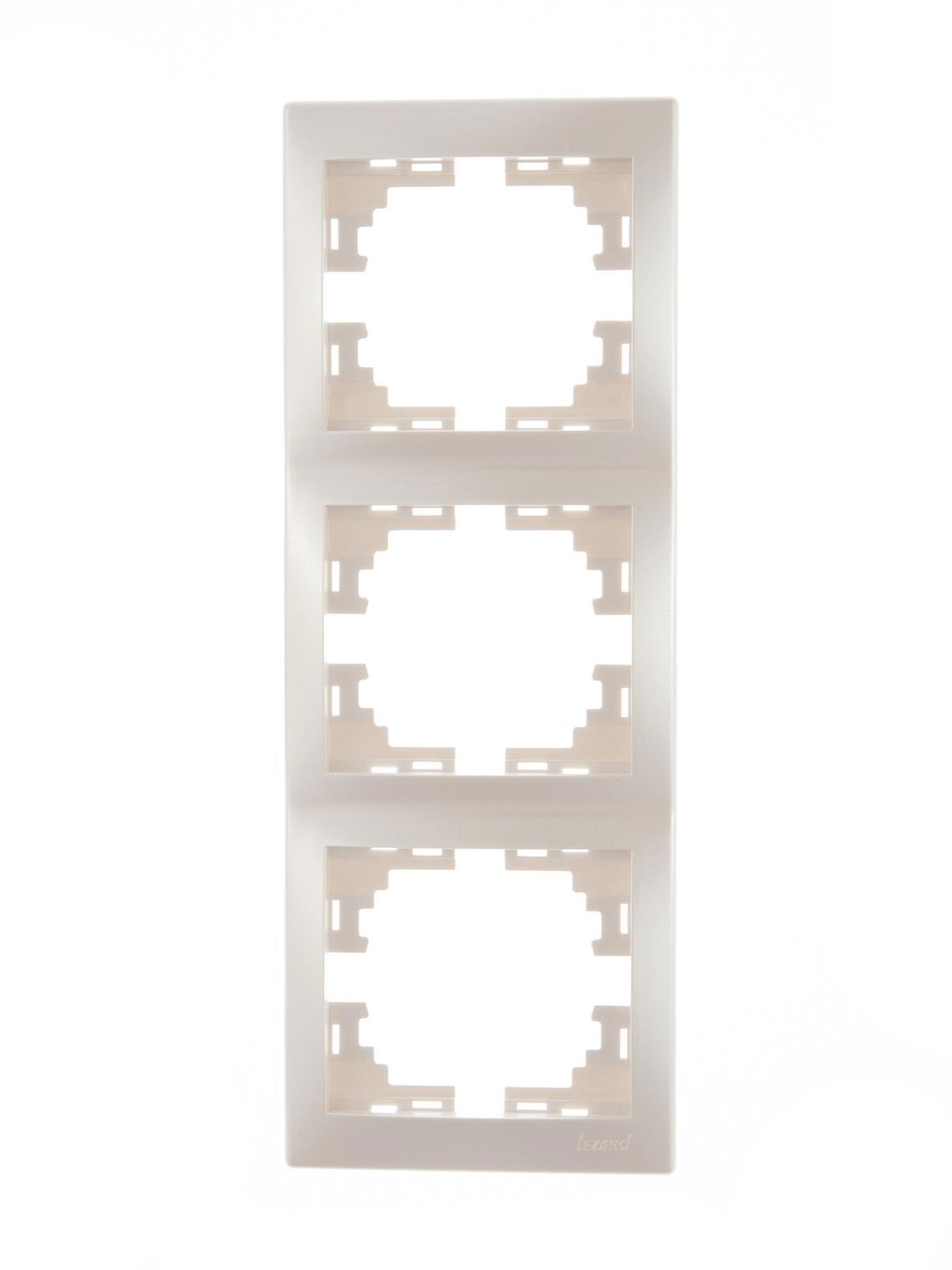 90171929 Рамка для розеток и выключателей 3 поста вертикальная цвет жемчужно-белый Mira STLM-0122978 LEZARD