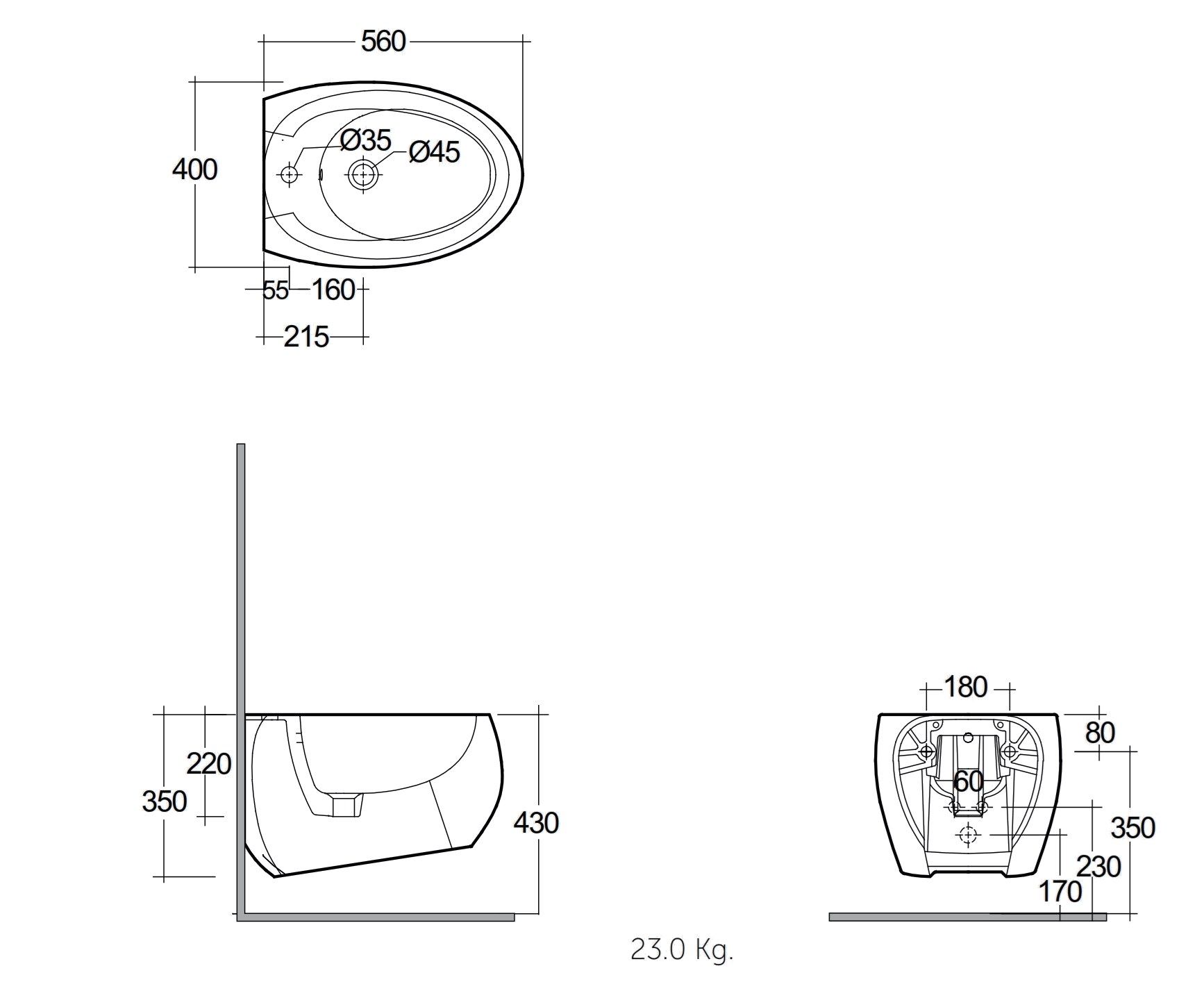 Керамическое подвесное биде RAK Ceramics RAK-Cloud Matt Black ARCH-00139251 - Вид №2