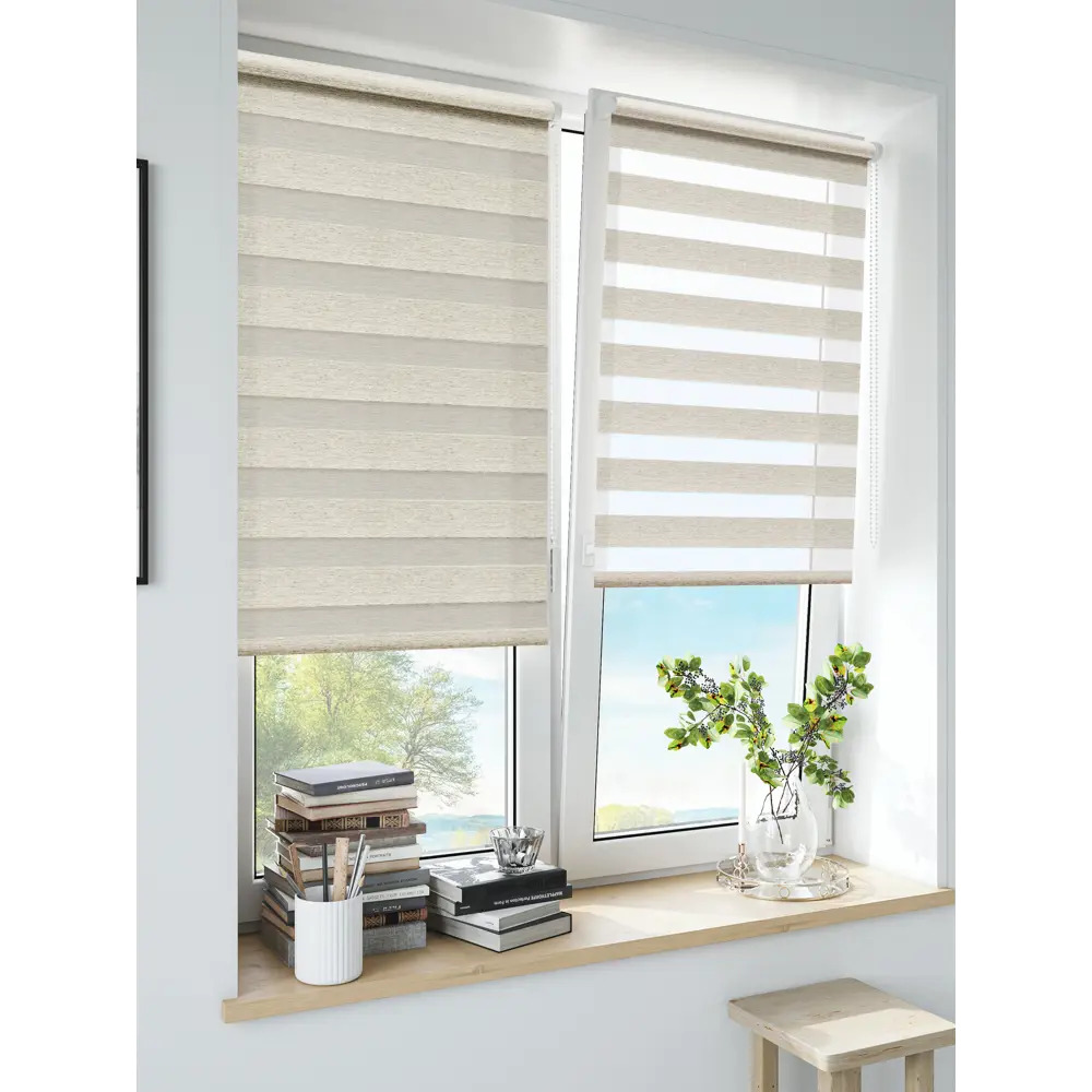 Штора рулонная день-ночь Valencia 40x160 см бежевая MIAMOZA Коллекция 2024г STLM-2106310 - Вид №3