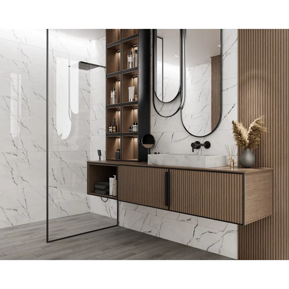 Плитка настенная Gracia Ceramica Tudor 01 25x60 см 1.2 м² глянцевая цвет белый/темно-серый мрамор 86745655 STLM-2070922 - Вид №3