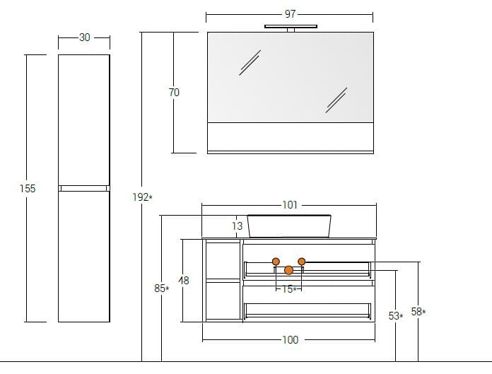 Деревянный подвесной умывальник с ящиками LEGNOBAGNO Экспресс ARCH-00029027 - Вид №3