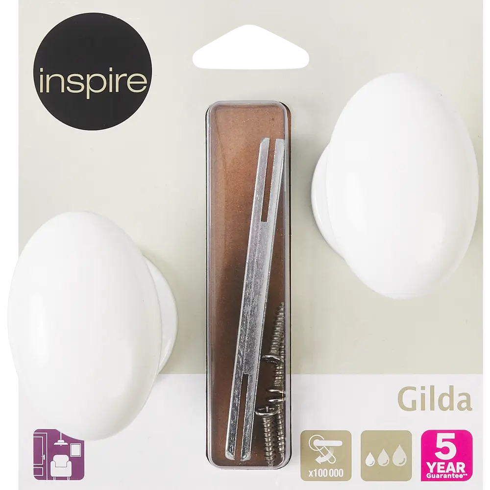 Дверные ручки Inspire Gilda без запирания фарфор цвет белый/никель матовый STLM-2028182 - Вид №2