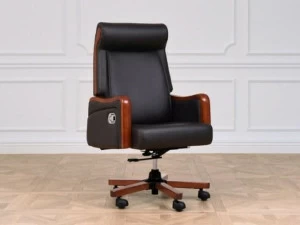 Arrediorg.it® Кожаное кресло для руководителя с регулируемой высотой  A033 black