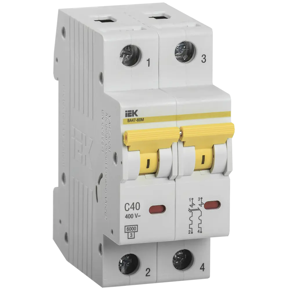 Автоматический выключатель IEK ВА47-60M 2Р C40 А 6 кА MVA31-2-040-C STLM-2015473 - Вид №1