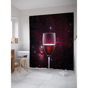 Шторка для ванной Бокал вина в космосе 180х200 см sc_52068 AMBESONNE