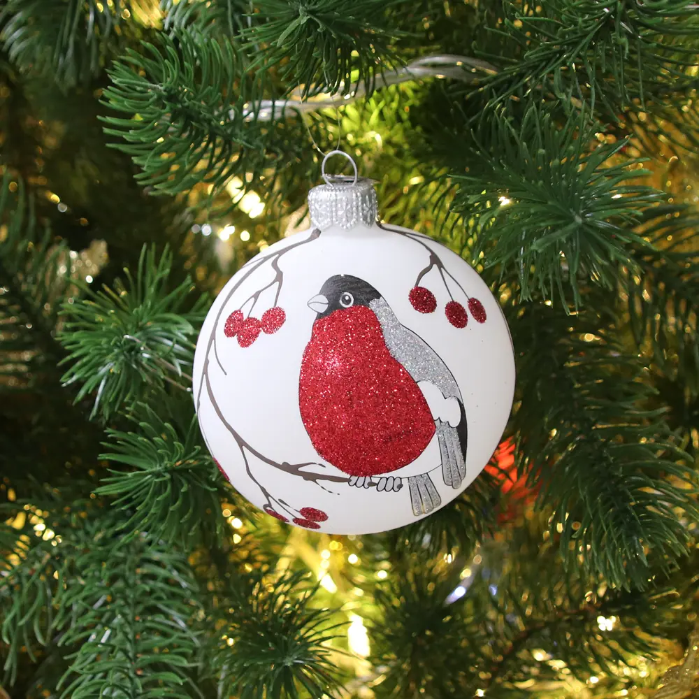 82856256 Шар ёлочный «Снегирь в рябине» 85 мм STLM-1517411 Santreyd 