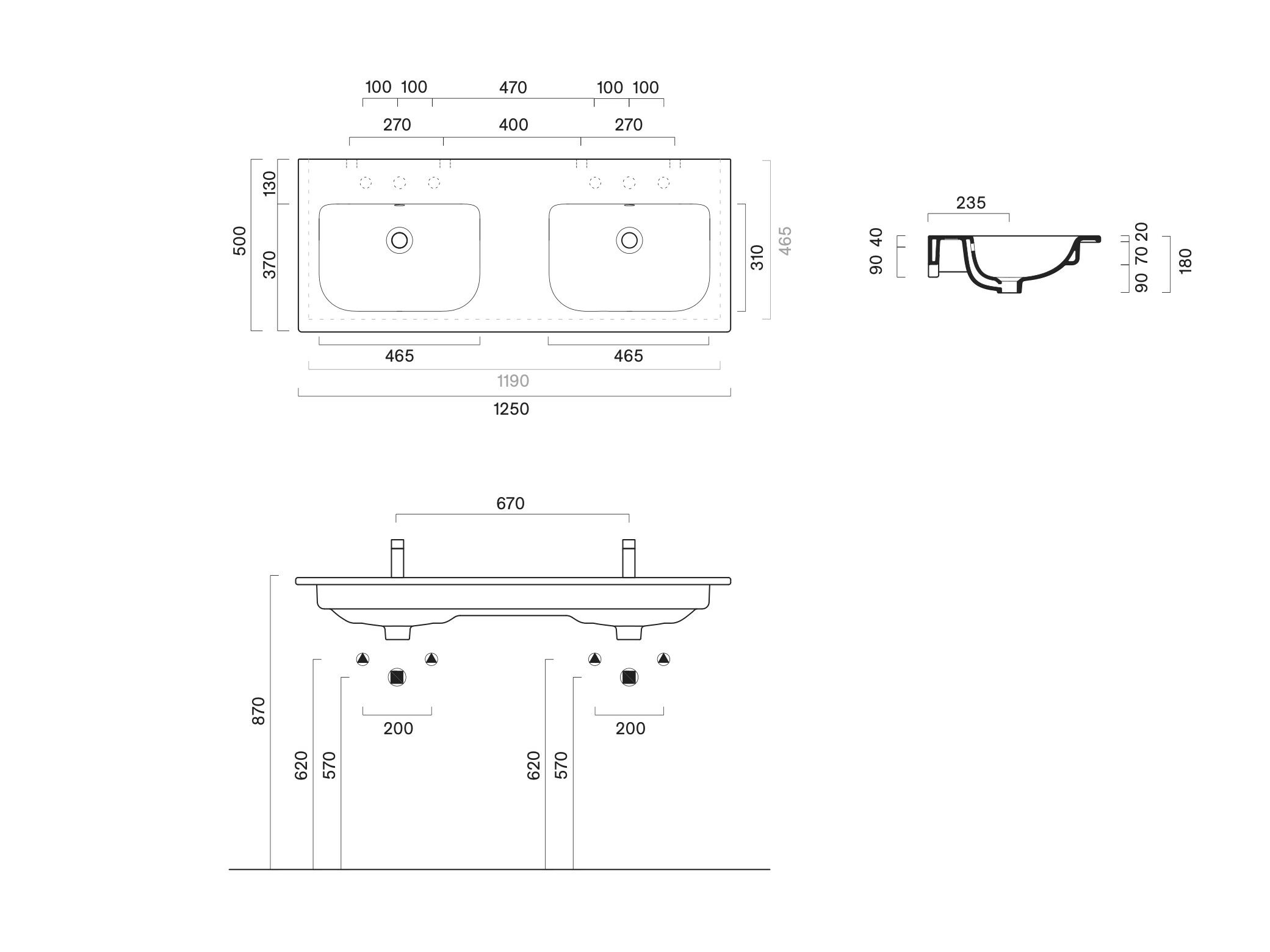 Прямоугольная двойная раковина CERAMICA CATALANO Italy ARCH-00013537