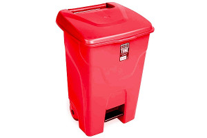 17525976 Прямоугольный мусорный бак 80 л на колесах с педалью пластик красный 1/3 ПЛ-BO992k BORA