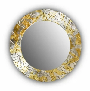 Зеркало круглое настенное золото с серебром FASHION CAMOUFLAGE IN SHAPE FASHION 00-3860131 Золото;серебро
