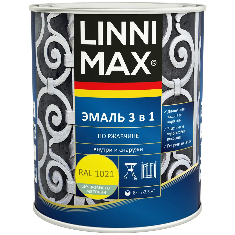 Грунт-эмаль по ржавчине 3 в 1 Linnimax цвет желтый полуматовый 0.75 л STLM-2119814 - Вид №1