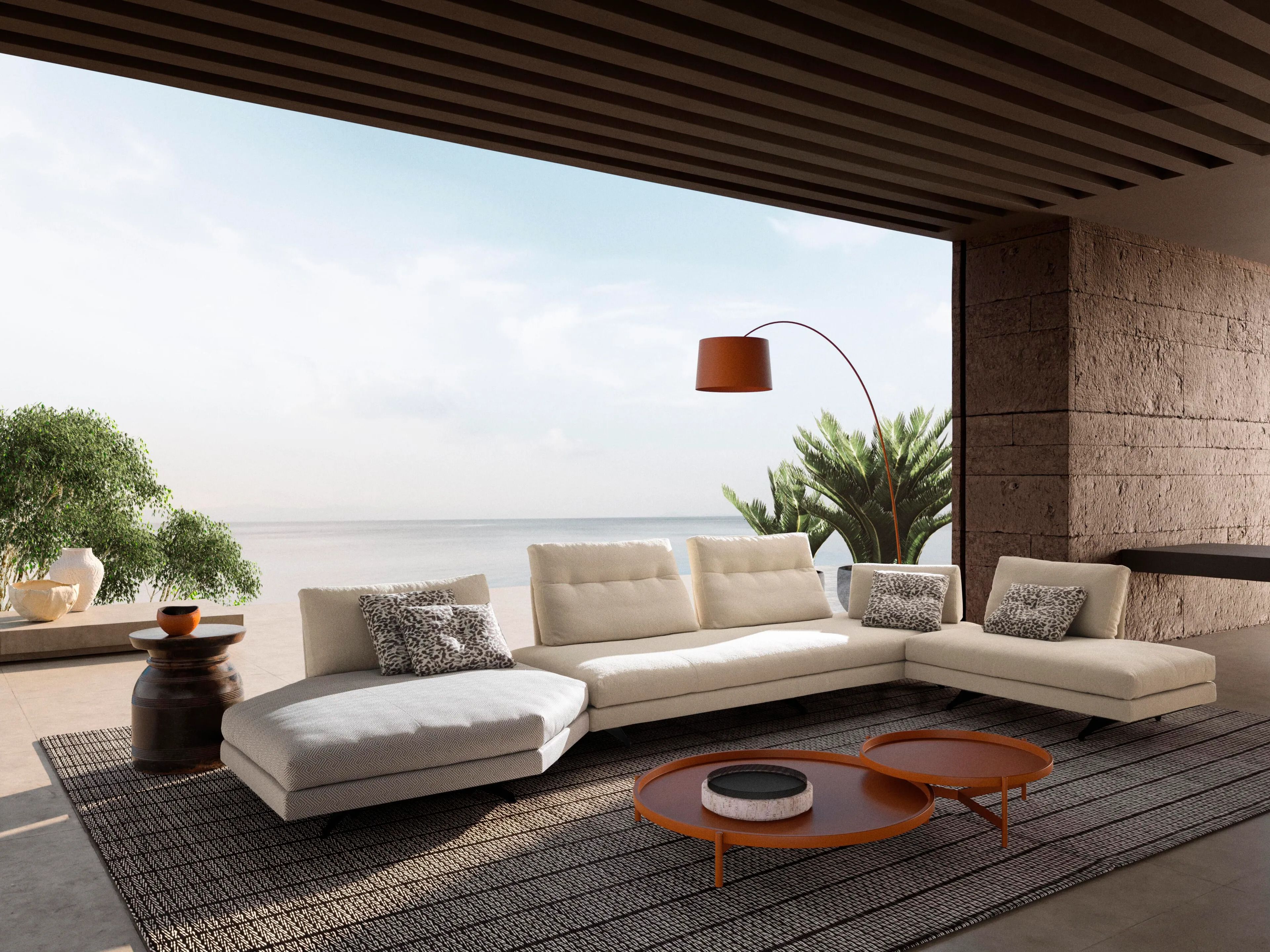 Угловой садовый диван из ткани VALENTINI камень ARCH-00127840 - Вид №9