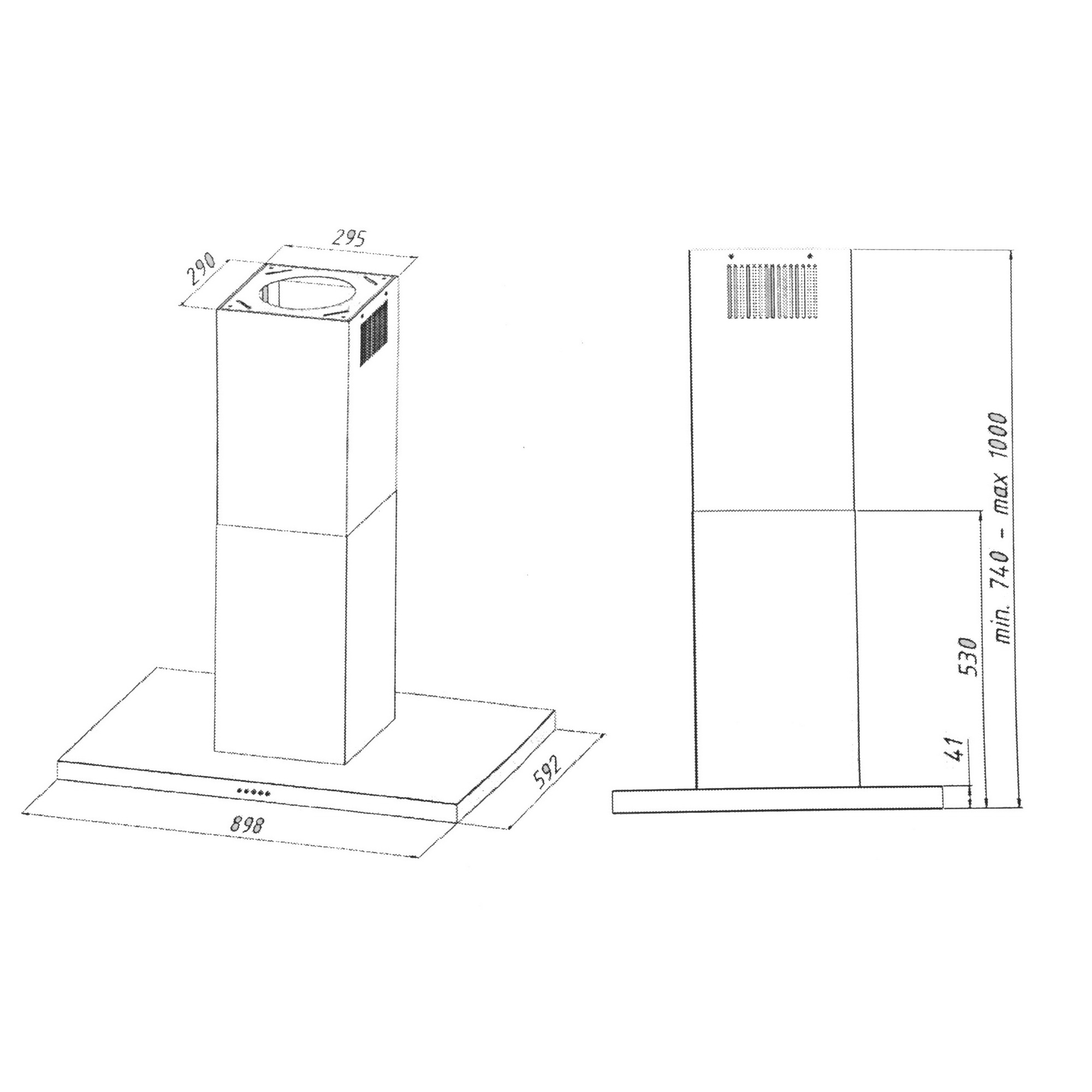 5354594 Вытяжка каминная Akpo WK-9 Isla Feniks glass slim черный/черный STDN-0019299 - Вид №10