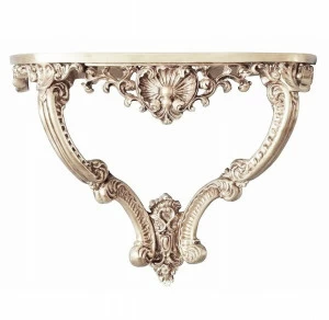 Консоль подвесная с деревянной столешницей античное серебро Lady Silver ART-ZERKALO  00-3948390 Серебро