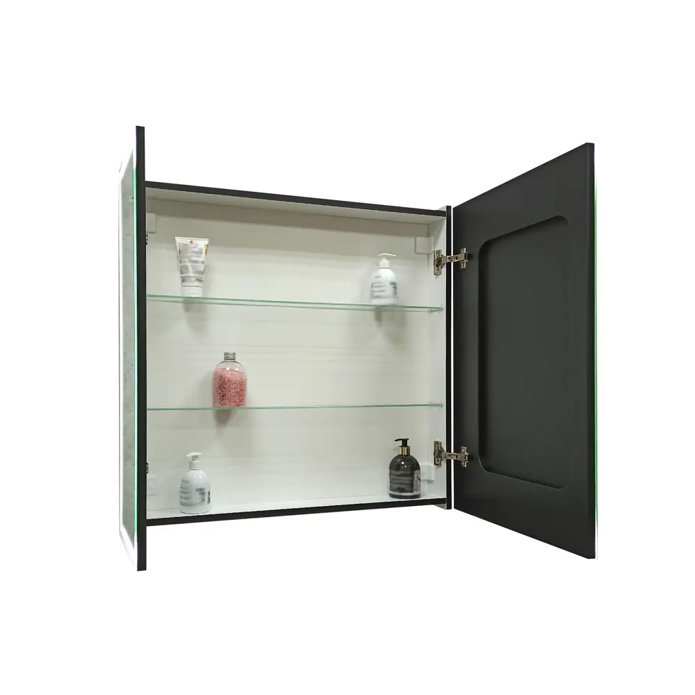 Шкаф зеркальный подвесной Montero Black LED с подсветкой 80x80 см цвет черный Santreyd STLM-2074280 - Вид №5