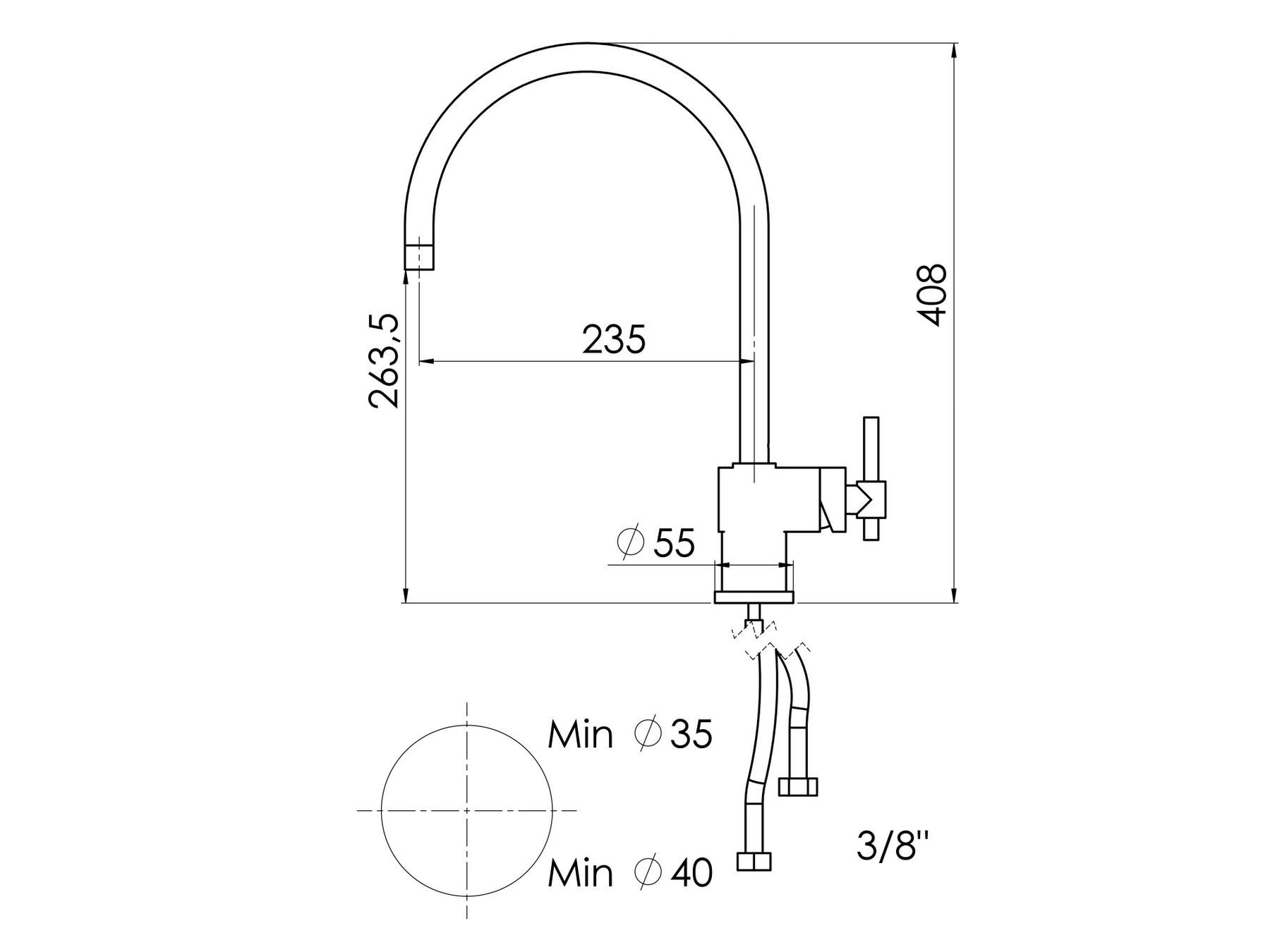 Смеситель для кухни с одним отверстием rvb ARCH-00144526 - Вид №1