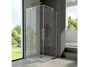 Алюминиевая и стеклянная угловая душевая кабина с поворотной дверью