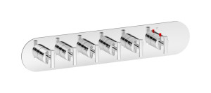EUA522NPNLM Комплект наружных частей термостата на 5 потребителей - горизонтальная овальная панель с ручками Love Me IB Aqua - 5 потребителей