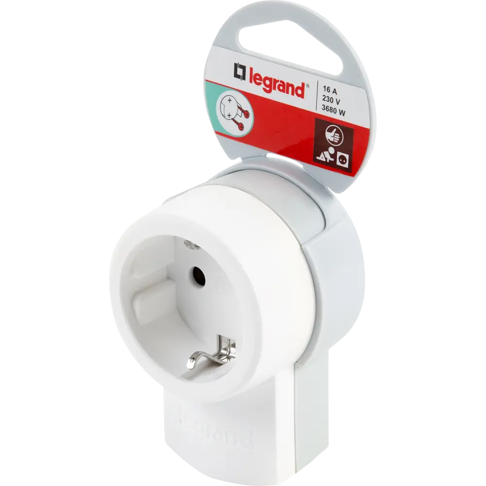Розетка с заземлением Элиум переносная 230 В цвет белый legrand STLM-2120003