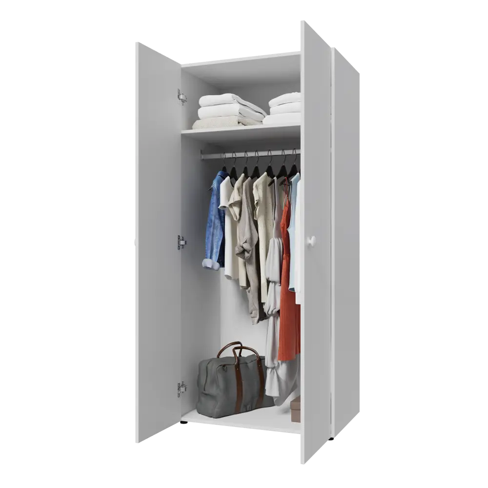 Шкаф распашной Белое солнце с 2 дверями 81x176.7x50.8 см ЛДСП цвет белый STLM-2081870 - Вид №8