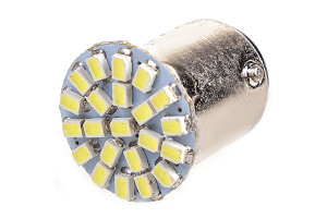 16126146 Автолампа диод S25, 12V, 22 SMD, блистер с цоколем, 2-контакта, белая, комплект 2 шт., габариты, стопы, S08201328 SKYWAY