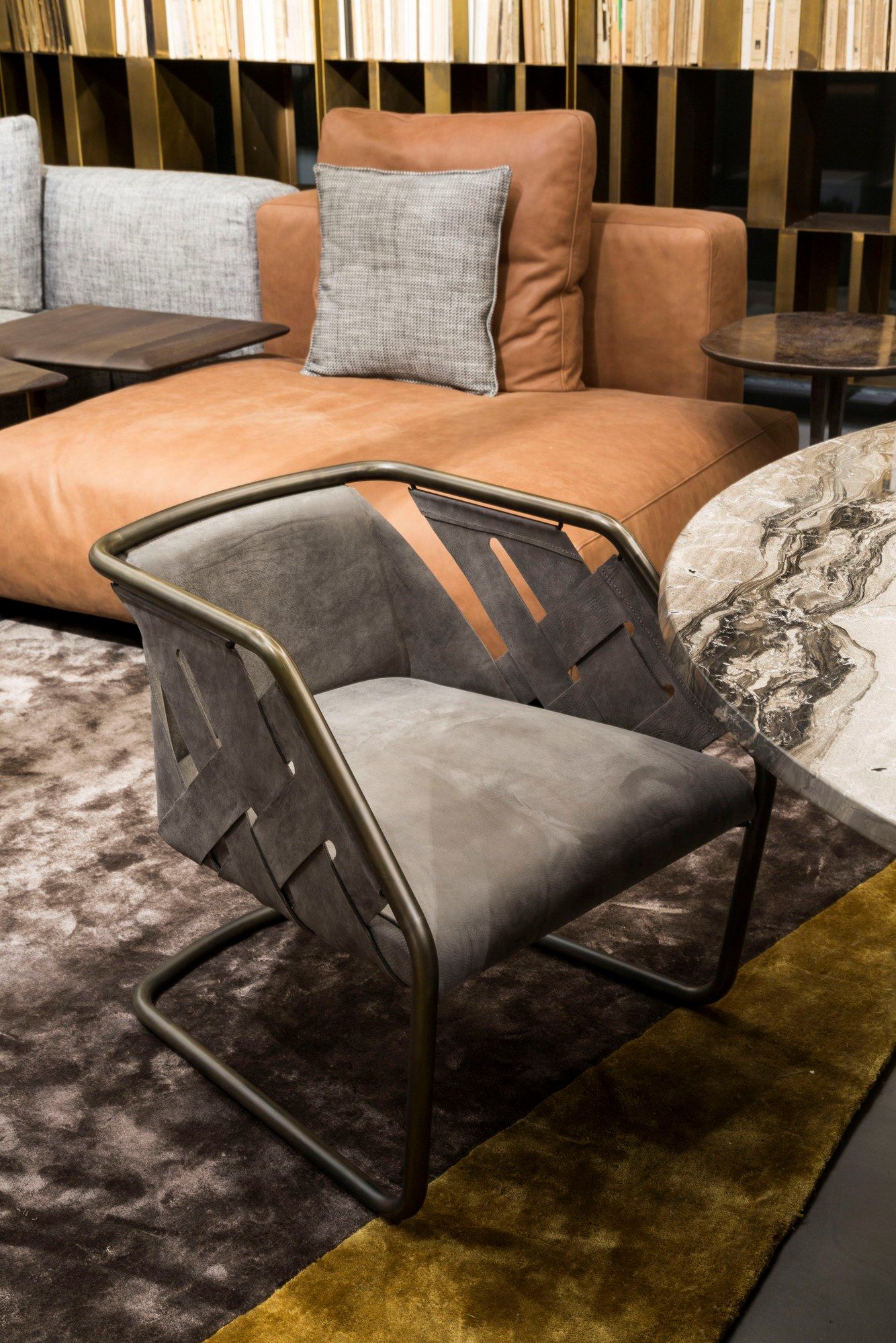 Кожаный мягкий стул с металлическим каркасом Henge Strip ARCH-00146838 - Вид №5