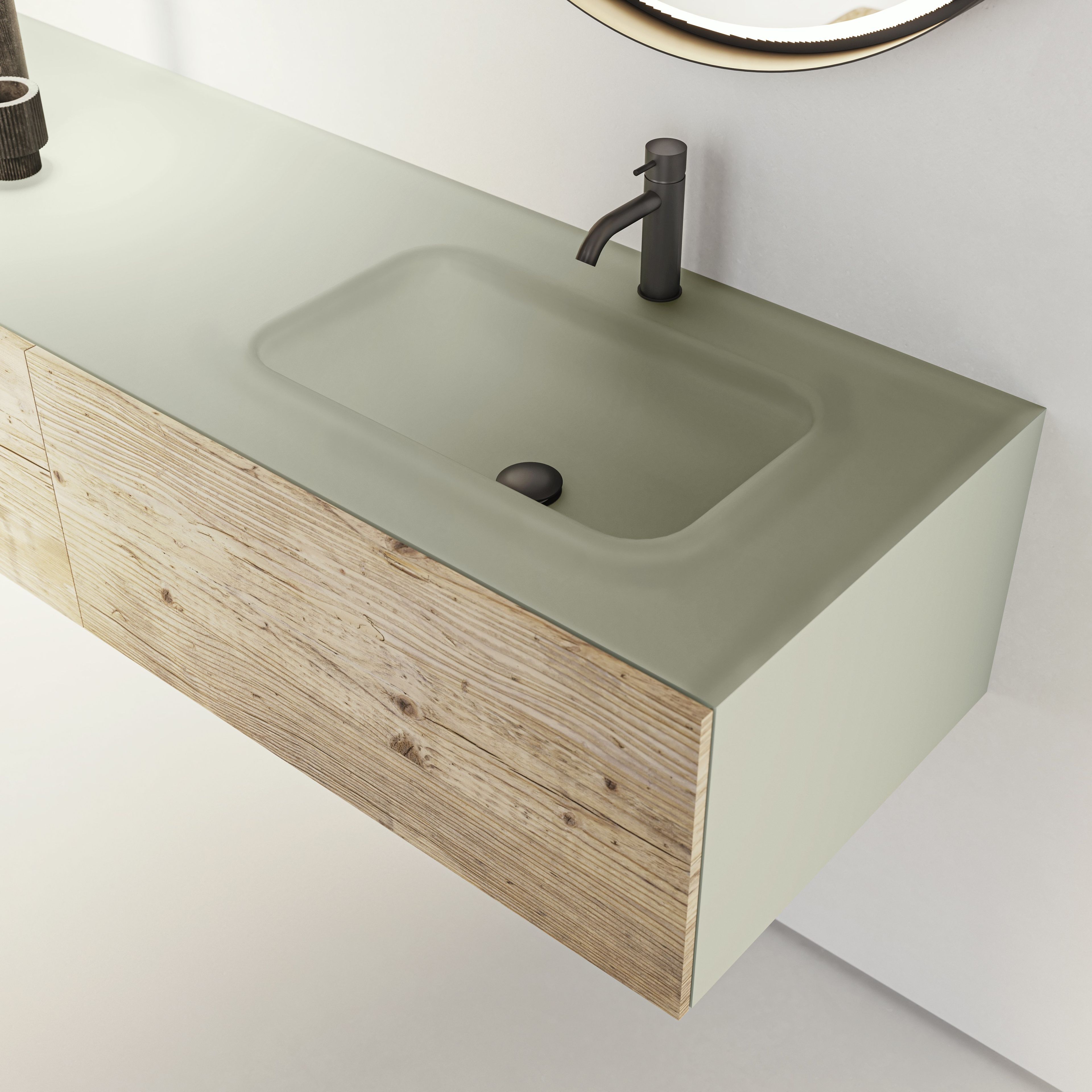 Деревянный шкаф для умывальника с ящиками со встроенной раковиной Moab Door ARCH-00116463