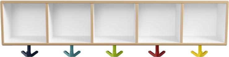 M20.02.003 Модуль ряда, 5 мест с эластичными тройными крючками HEWI Kids