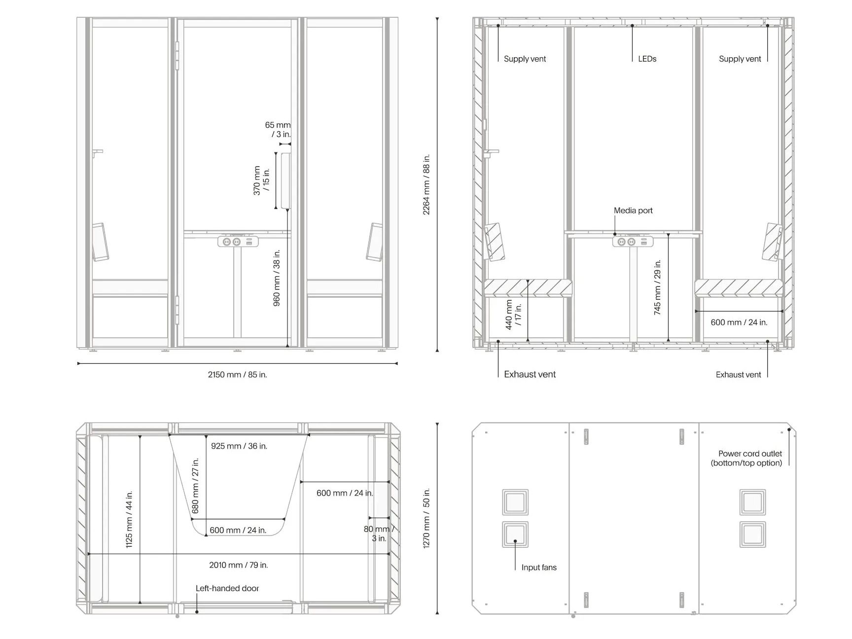 Многосторонняя акустическая офисная кабина со встроенным освещением Mute Jetson ARCH-00111899 - Вид №5