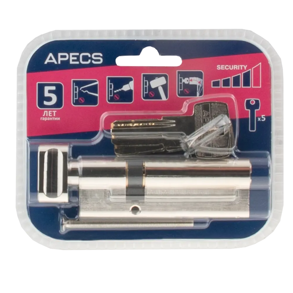 Цилиндровый механизм APECS Pro LM-90 с защитой от взлома, ключ-вертушка 84168059 SM STLM-0046671 - Вид №2