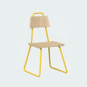 Стул с металлическими ножками и деревянным сиденьем желто-горчичный Bauhaus WOODI  00-3966227 Желтый