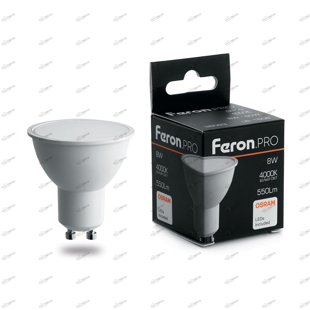 Лампа светодиодная Feron.PRO GU10 8W 2700K OSRAM LED LB-1608 38092 FERON  00-3956768 Матовый 