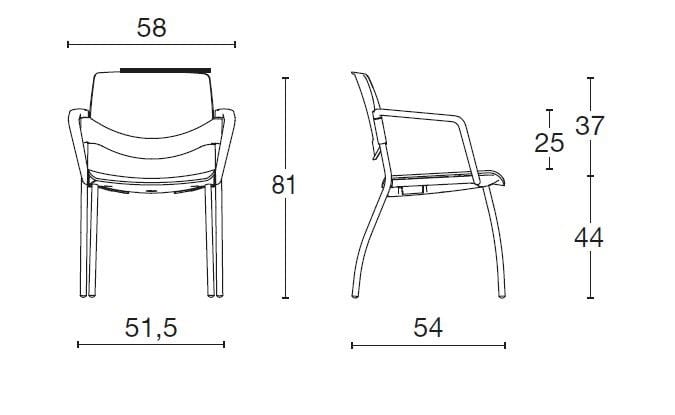 Штабелируемый стул из полипропилена с подлокотниками для залов ожидания Diemme Sunny New ARCH-00052230 - Вид №4