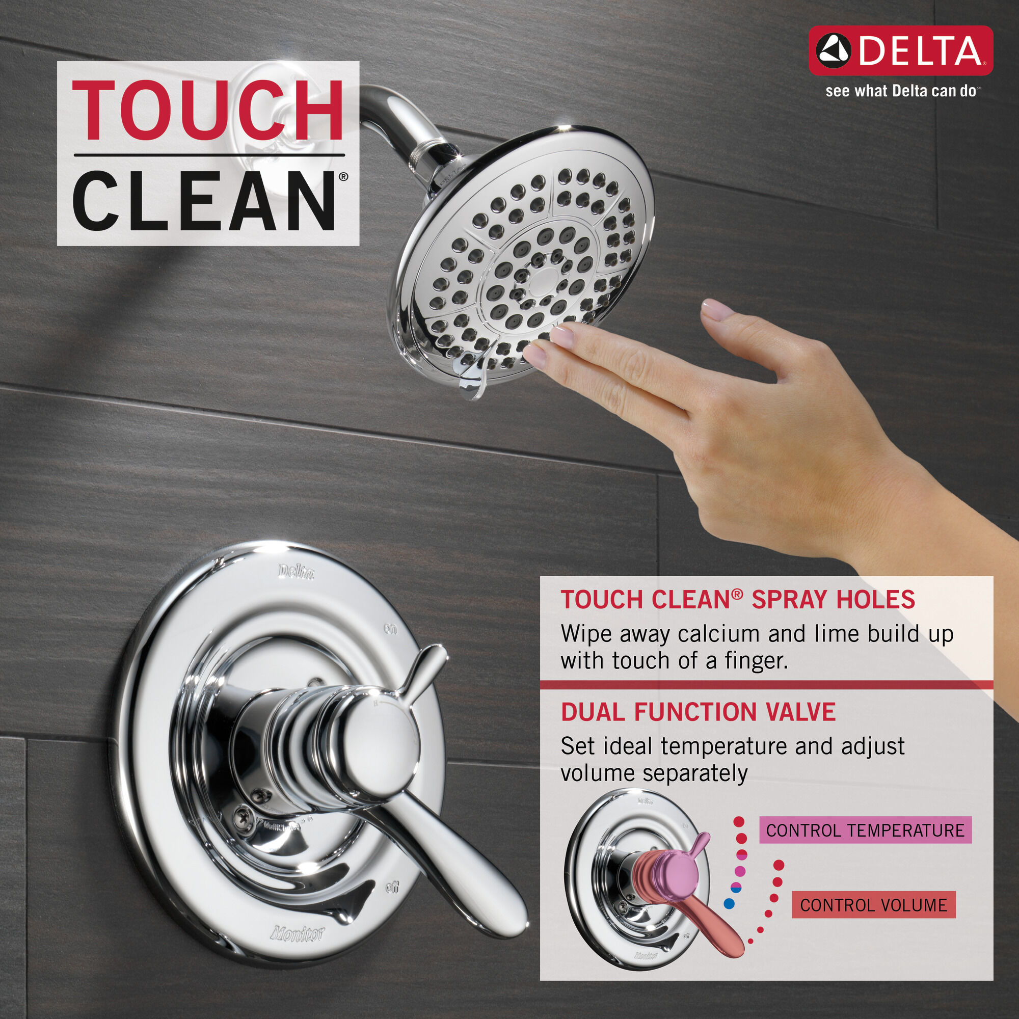 T17238 Облицовка для душа Monitor® серии 17 Delta Faucet Lahara Хром  - Вид №5