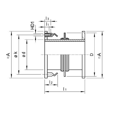 SANIT 760330106 Настенный воздуховод PE, прямой односторонний фланец для мембранных зажимного кольца, втулки якоря V4A  - Вид №1