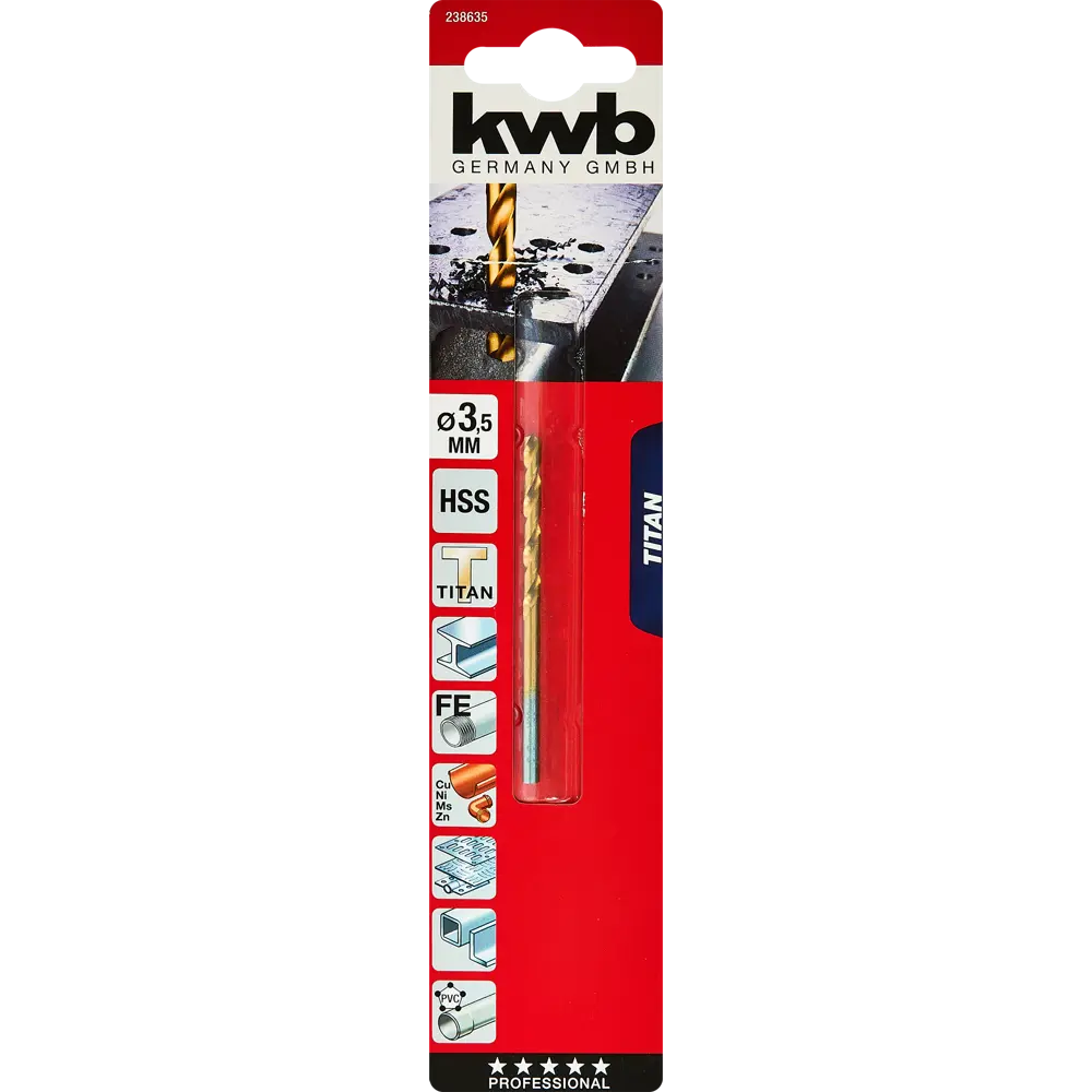 Сверло спиральное по металлу HSS KWB 238-635 3.5x70 мм STLM-2200068 - Вид №3
