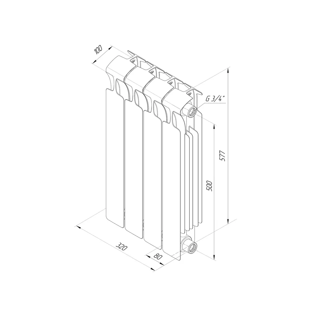 Радиатор секционный Rifar Monolit M50004RAL5024 500/100 4 секции боковое подключение биметалл голубой STLM-2209880 - Вид №6