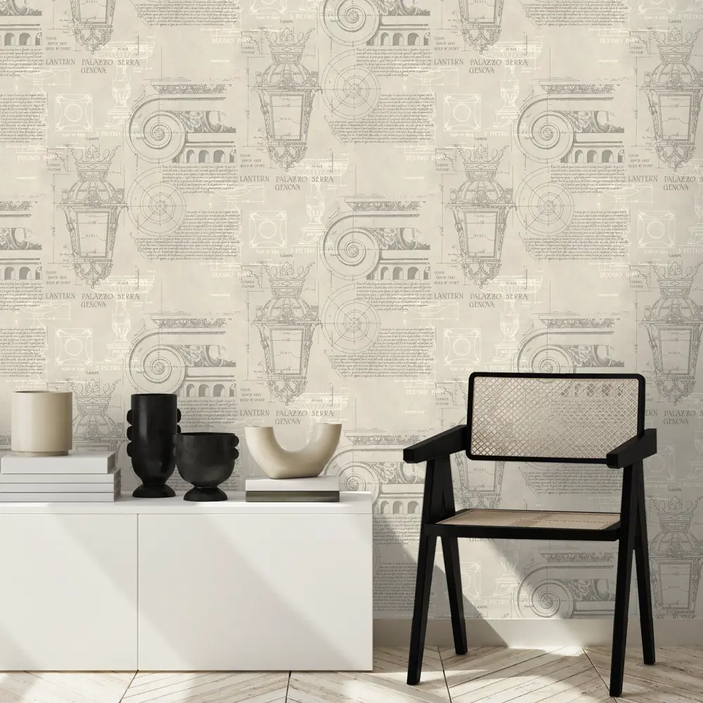 Флизелиновые обои Euro Decor Vitruvi бежевые с текстурным рисунком 89437893 STLM-1579960 - Вид №3