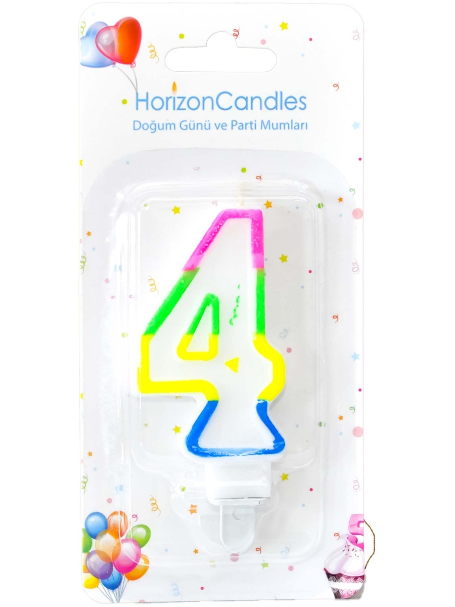 91017922 Свеча Horizon Candles для торта Цифра 4 разноцветная STLM-0443324 MIR LIGHT