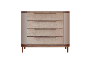 Деревянный и кожаный комод