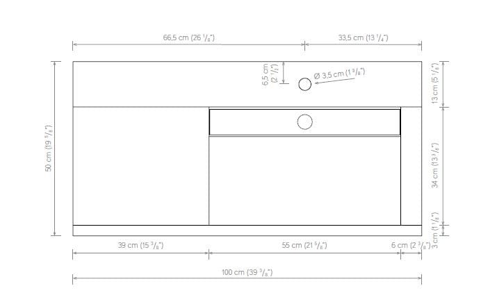 Подвесной одиночный умывальник с подвесным комодом Atlas Concorde Habitat Dialogo ARCH-00019182 - Вид №3