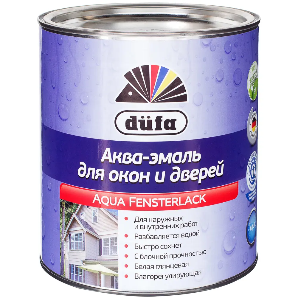 Эмаль для окон Dufa Aqua-Fensterlack цвет белый 2.5 л STLM-2176969 - Вид №1