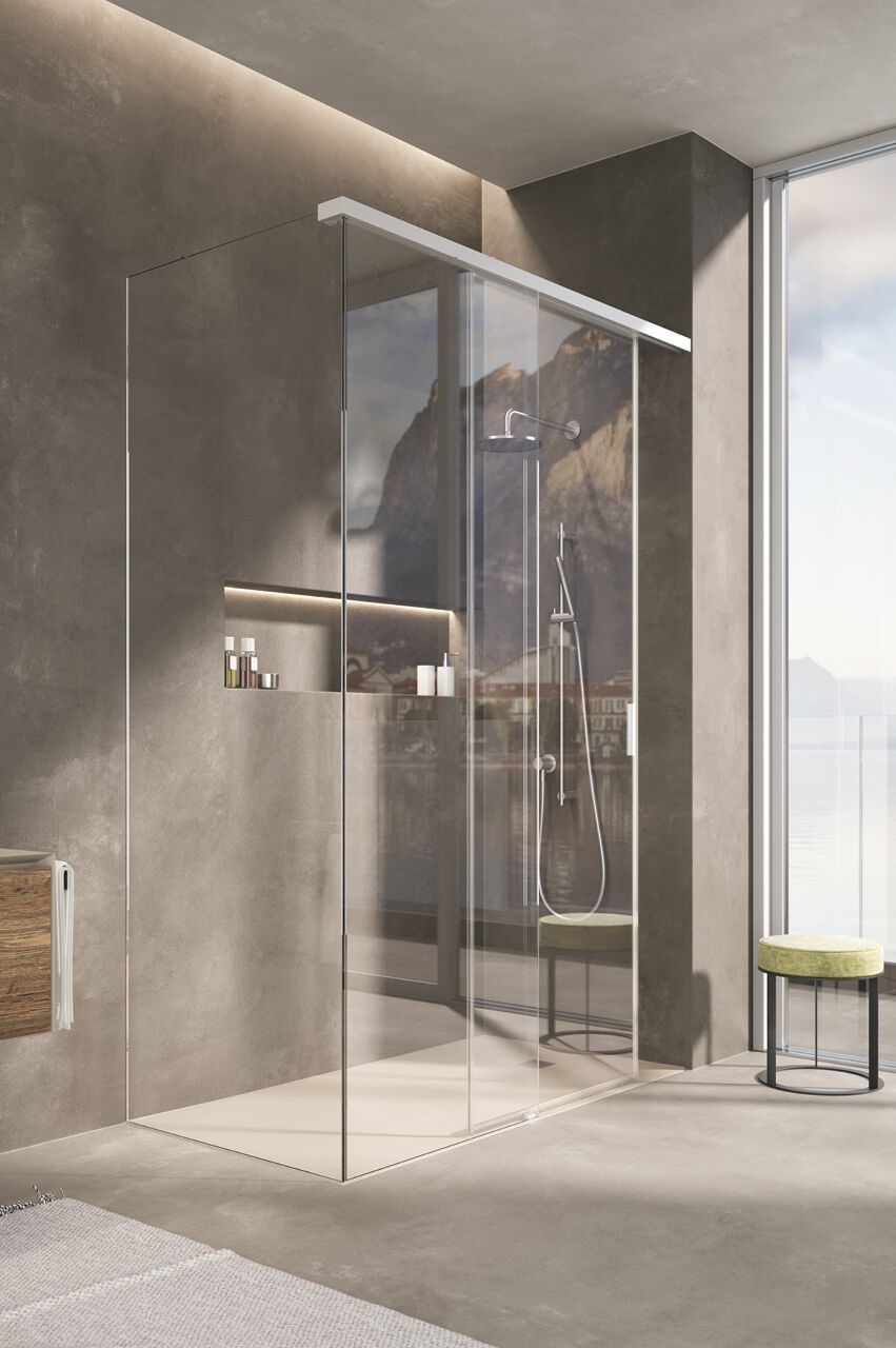 Стеклянная прямоугольная угловая душевая кабина с раздвижной дверью Saint-Gobain - Logli Капля35 ARCH-00021190 - Вид №2