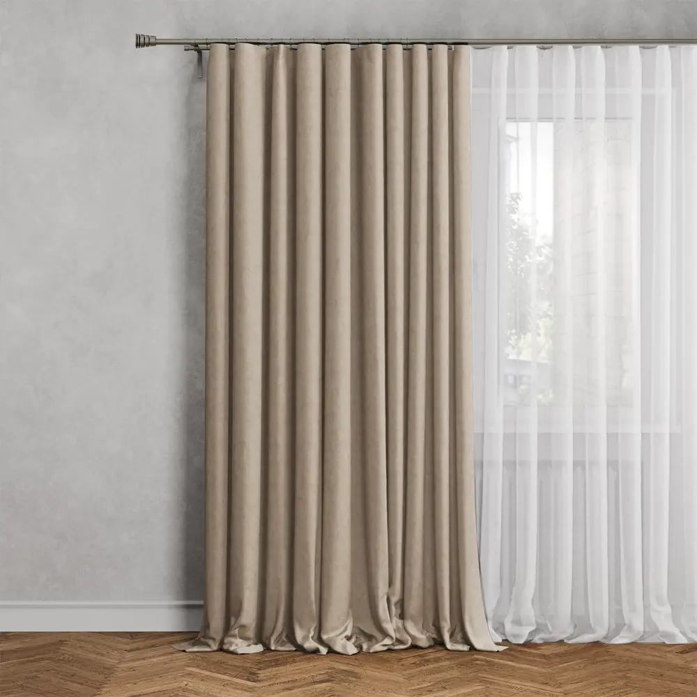 MIAMOZA Штора Rian на ленте 150x270 бежевый канвас 89398906 STLM-1576524