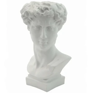 Свеча в гипсе Голова Давида белая 27.7 см