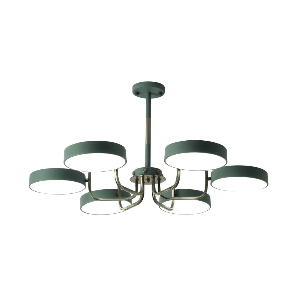 Люстра на штанге светодиодная Lamplandia Borca Green L1313-6 с пультом, 20 м², регулируемый белый свет, цвет зеленый STLM-2068179