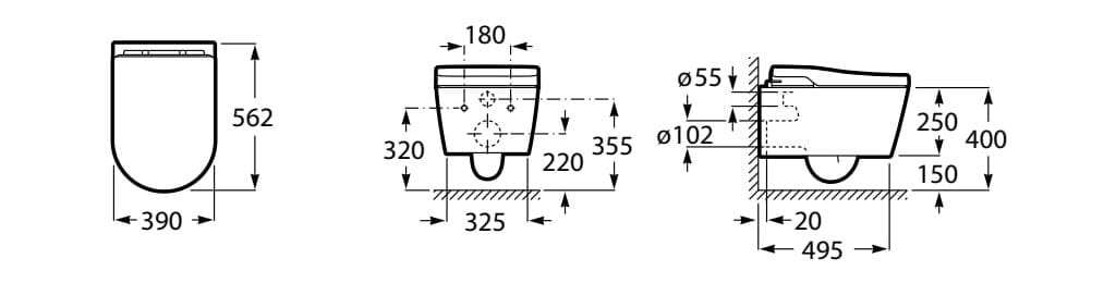 Керамический подвесной туалет для биде без бриды Roca Inspira ARCH-00095731 - Вид №8