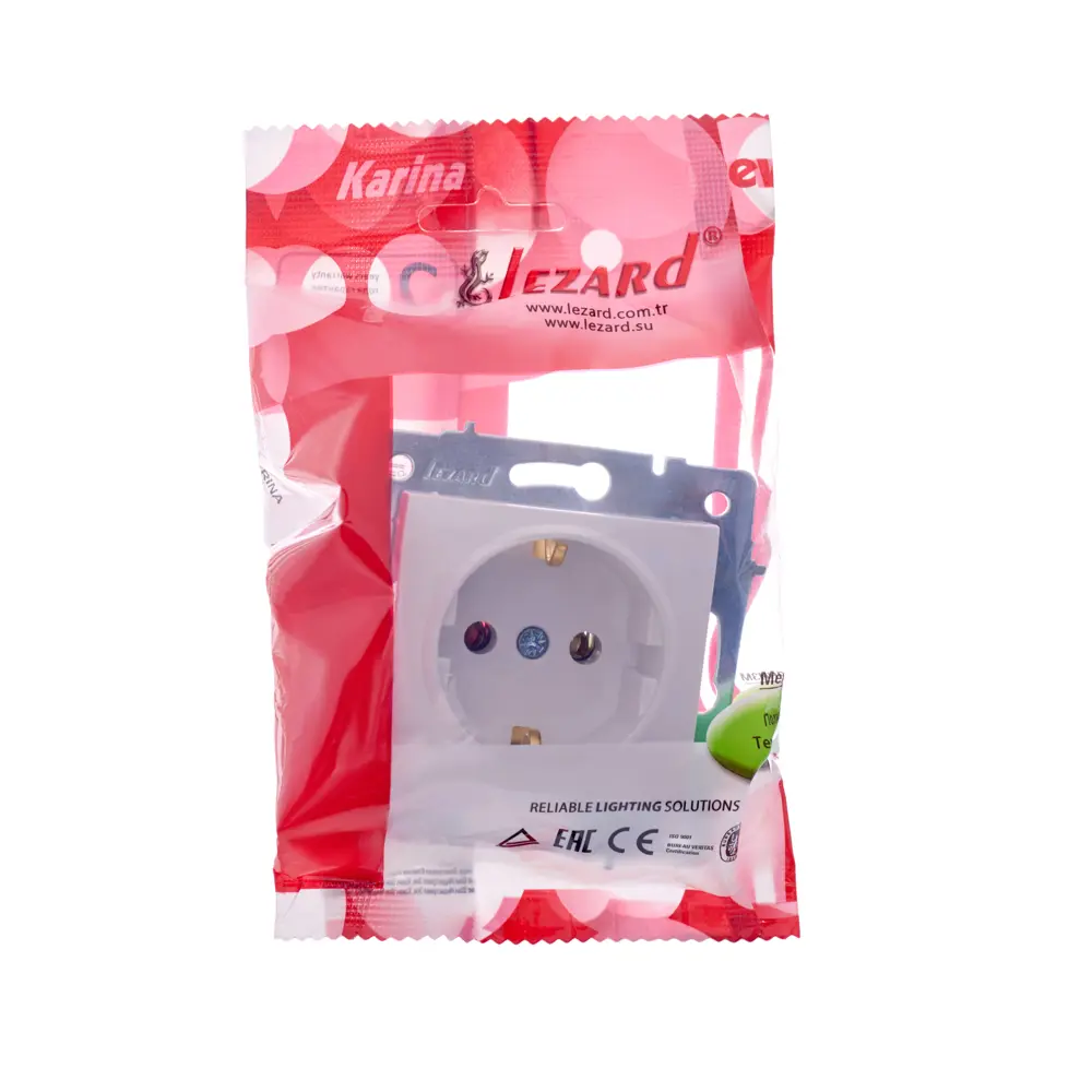 Розетка Lezard Karina с заземлением цвет белый STLM-2125597 - Вид №10