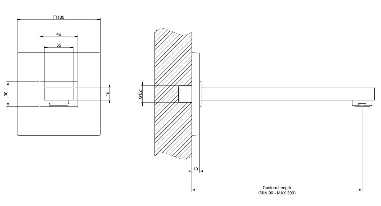 Настенный латунный дозирующий носик для умывальника Gessi прямоугольник ARCH-00095226 - Вид №3