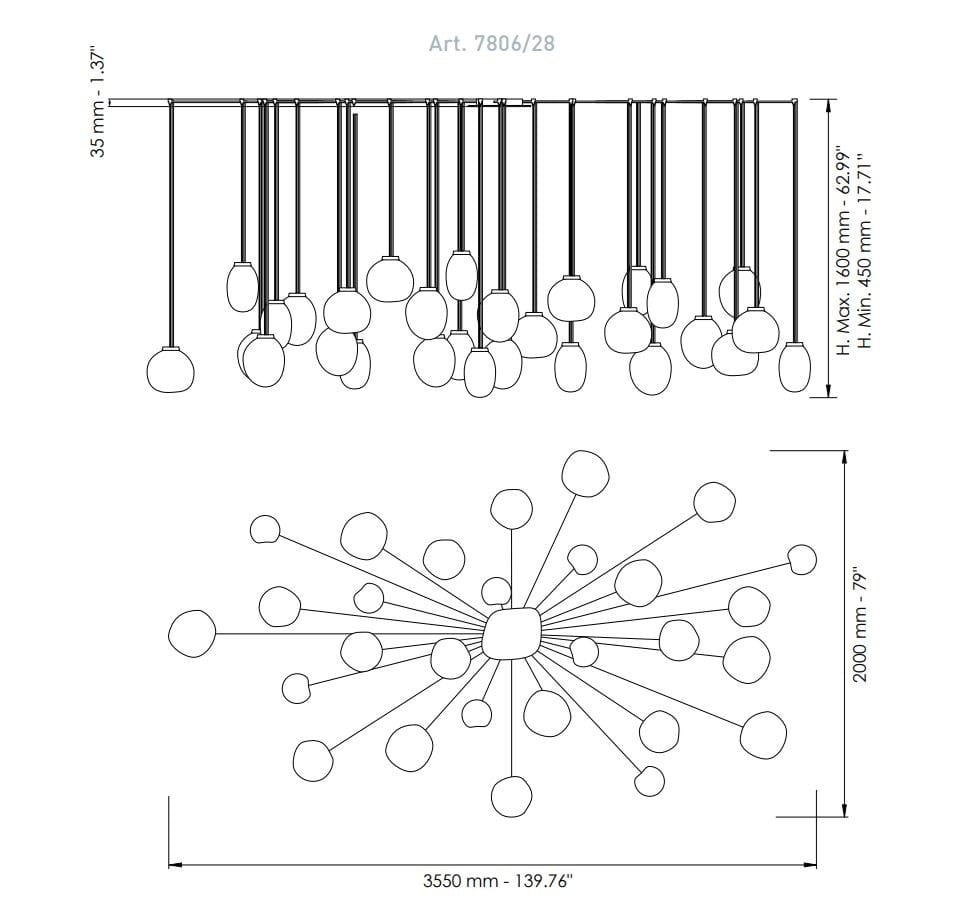 Подвесной светильник из дутого стекла и металла Patrizia Volpato Камень ARCH-00103808 - Вид №10